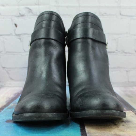 VINCE CAMUTO Side Zip Buckle Heeled Boots Size 7 - Picture 4 of 9